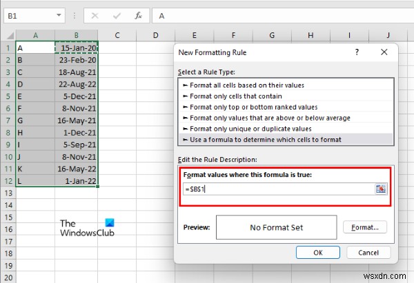 Cách làm nổi bật Hàng có Ngày bằng Định dạng có Điều kiện trong Excel 