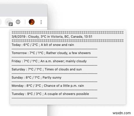 Cách hiển thị thời tiết trong Chrome 