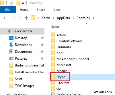 Không thể tải kết quả thư mục cho biết Skype trên Windows 10 