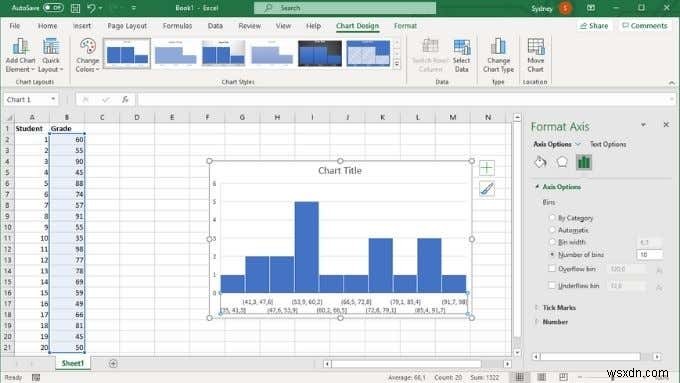 Cách tạo biểu đồ trong Excel