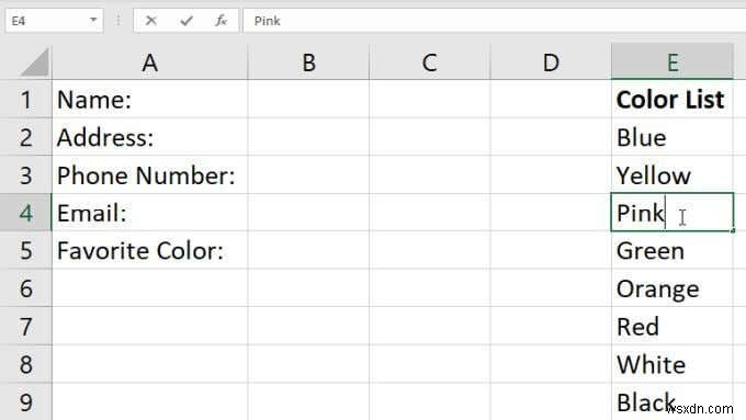 Cách tạo danh sách thả xuống trong Excel