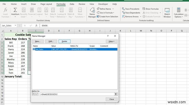 Cách xác định và chỉnh sửa phạm vi có tên trong Excel
