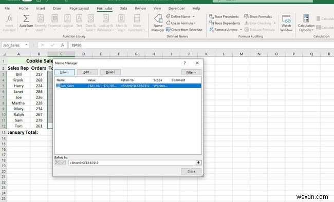 Cách xác định và chỉnh sửa phạm vi có tên trong Excel