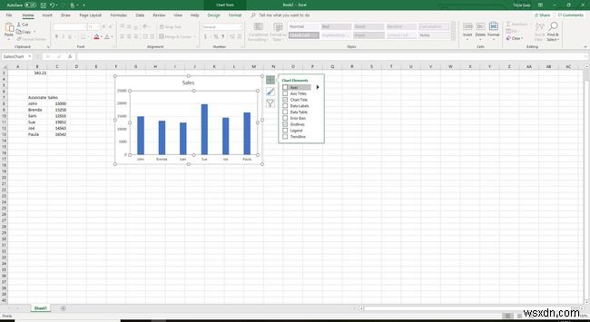 Cách hiển thị/ẩn trục biểu đồ trong Excel