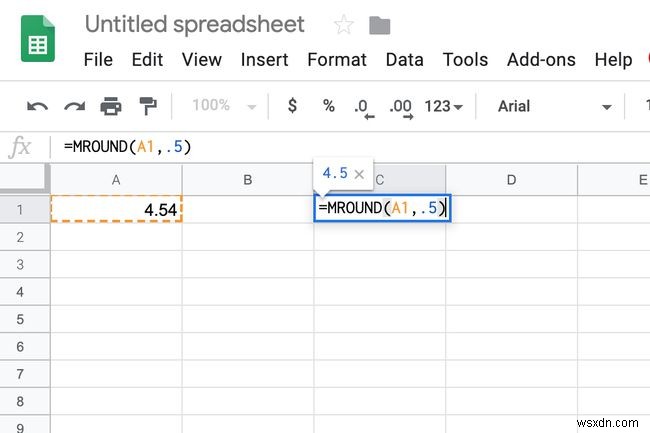 Làm tròn số đến bội số 5 hoặc 10 gần nhất trong Google Sheets