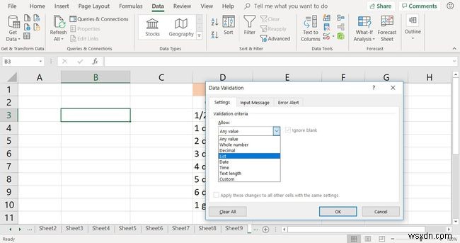 Cách tạo danh sách thả xuống (Drop-down List) trong Excel để giới hạn nhập liệu