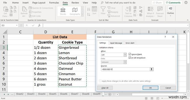 Cách tạo danh sách thả xuống (Drop-down List) trong Excel để giới hạn nhập liệu