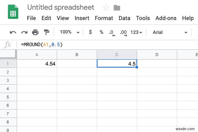 Làm tròn số đến bội số 5 hoặc 10 gần nhất trong Google Sheets