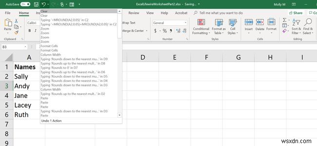 Cách sử dụng Undo, Redo và Repeat trong Excel