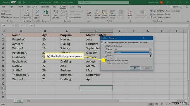 Cách sử dụng Theo dõi thay đổi (Track Changes) trong Excel