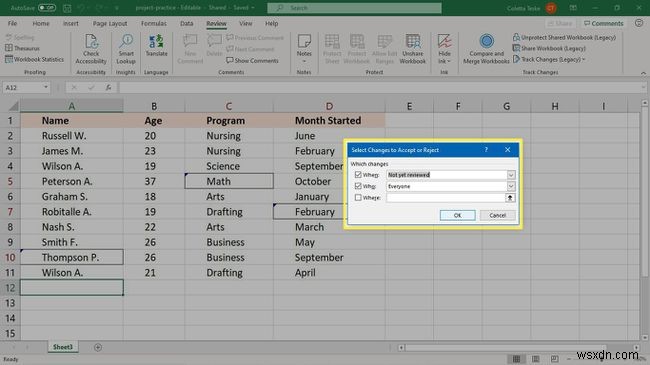 Cách sử dụng Theo dõi thay đổi (Track Changes) trong Excel