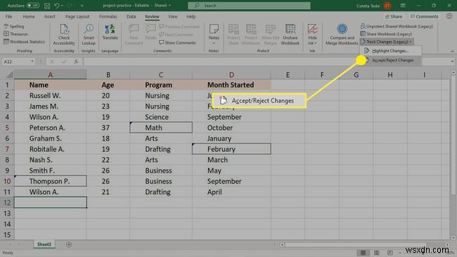 Cách sử dụng Theo dõi thay đổi (Track Changes) trong Excel