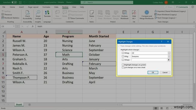Cách sử dụng Theo dõi thay đổi (Track Changes) trong Excel