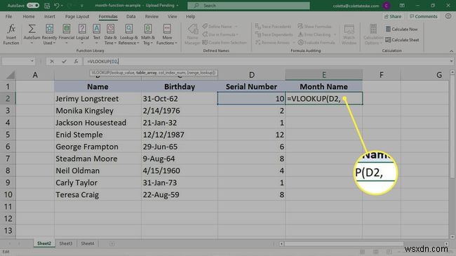 Cách sử dụng hàm MONTH trong Excel