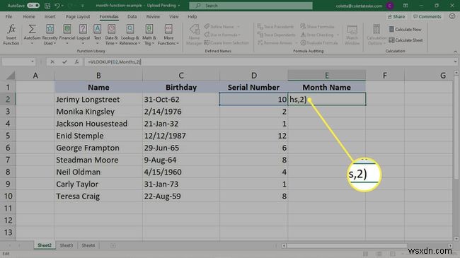 Cách sử dụng hàm MONTH trong Excel