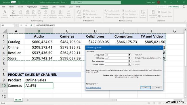 Cách sử dụng hàm HLOOKUP trong Excel