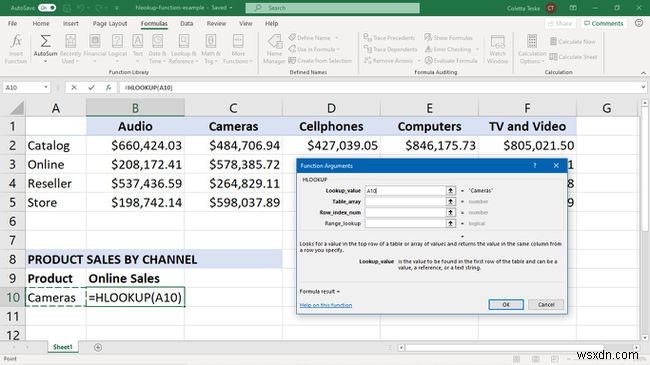 Cách sử dụng hàm HLOOKUP trong Excel