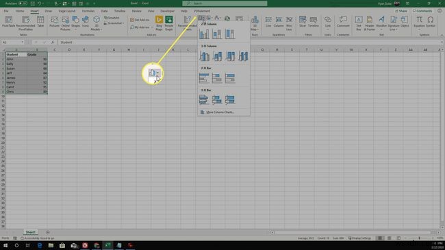 Cách tạo biểu đồ cột (Bar Chart) trong Excel