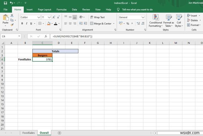Cách sử dụng hàm INDIRECT trong Excel