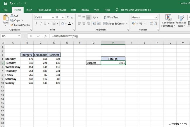 Cách sử dụng hàm INDIRECT trong Excel