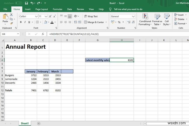 Cách sử dụng hàm INDIRECT trong Excel