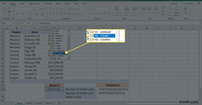 Cách sử dụng hàm SUBTOTAL trong Excel