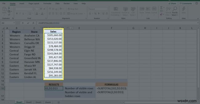 Cách sử dụng hàm SUBTOTAL trong Excel