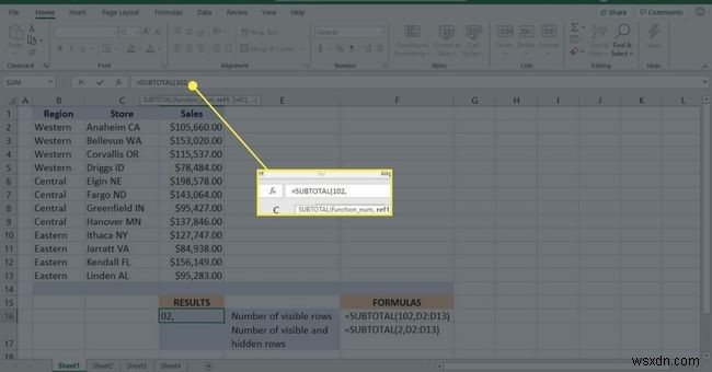 Cách sử dụng hàm SUBTOTAL trong Excel