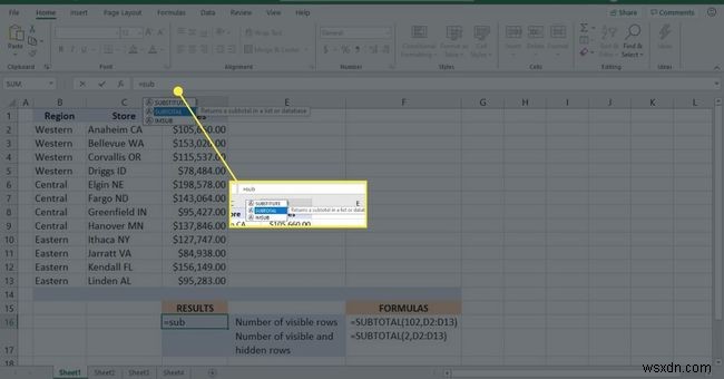 Cách sử dụng hàm SUBTOTAL trong Excel