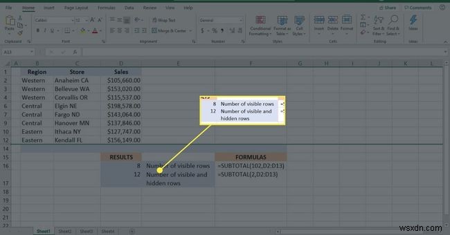 Cách sử dụng hàm SUBTOTAL trong Excel