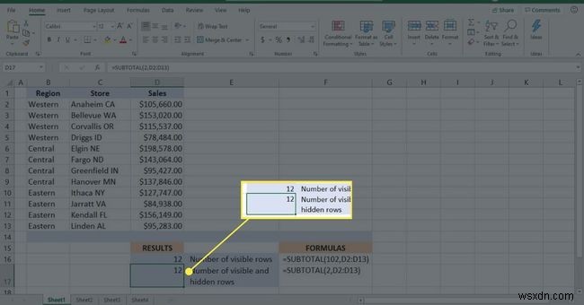 Cách sử dụng hàm SUBTOTAL trong Excel