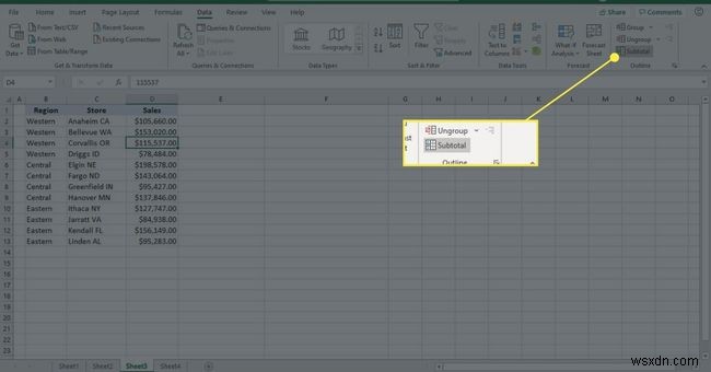 Cách sử dụng hàm SUBTOTAL trong Excel