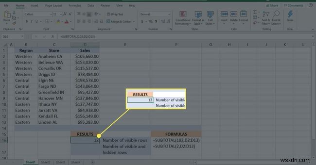 Cách sử dụng hàm SUBTOTAL trong Excel