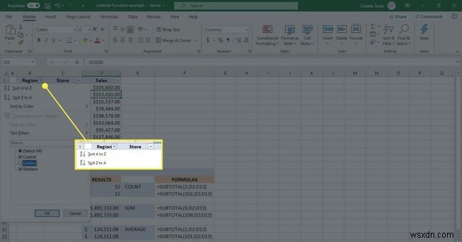 Cách sử dụng hàm SUBTOTAL trong Excel