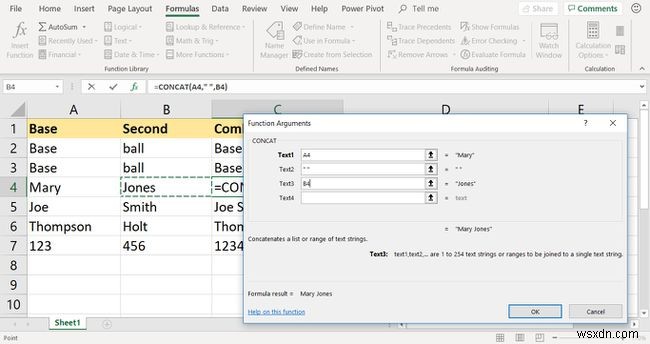 Cách dùng hàm CONCATENATE trong Excel để hợp nhất ô