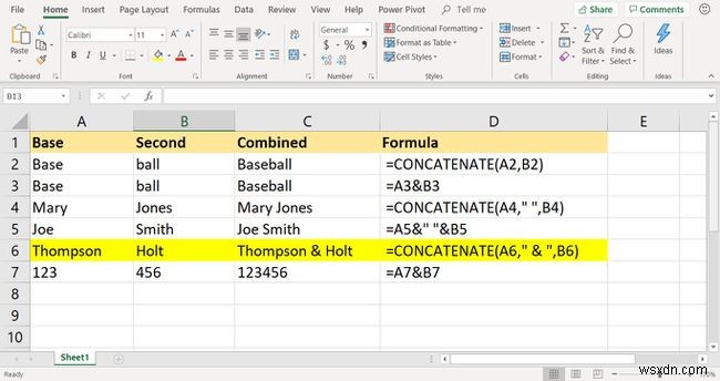 Cách dùng hàm CONCATENATE trong Excel để hợp nhất ô