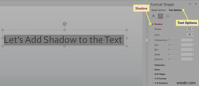 Cách áp dụng bóng chữ trong PowerPoint