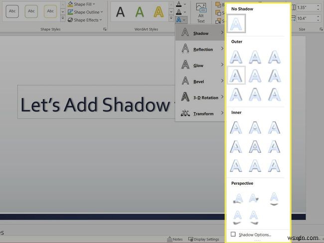 Cách áp dụng bóng chữ trong PowerPoint