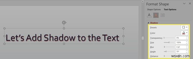 Cách áp dụng bóng chữ trong PowerPoint
