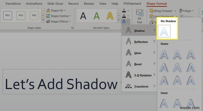 Cách áp dụng bóng chữ trong PowerPoint