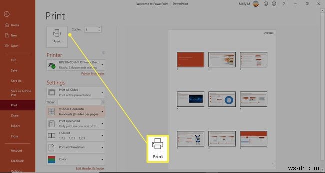 Cách in nhiều slide trên một trang trong PowerPoint
