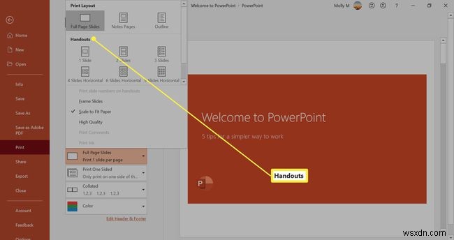 Cách in nhiều slide trên một trang trong PowerPoint