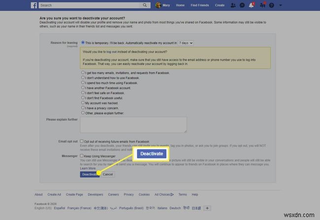 Cách Vô Hiệu Hóa Tài Khoản Facebook
