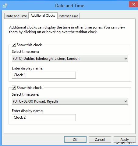 Thêm đồng hồ bổ sung vào khu vực thông báo trong Windows