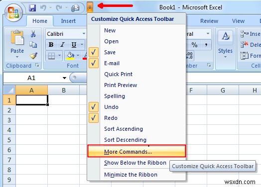 Thêm Máy tính Windows vào Thanh công cụ truy cập nhanh của Excel