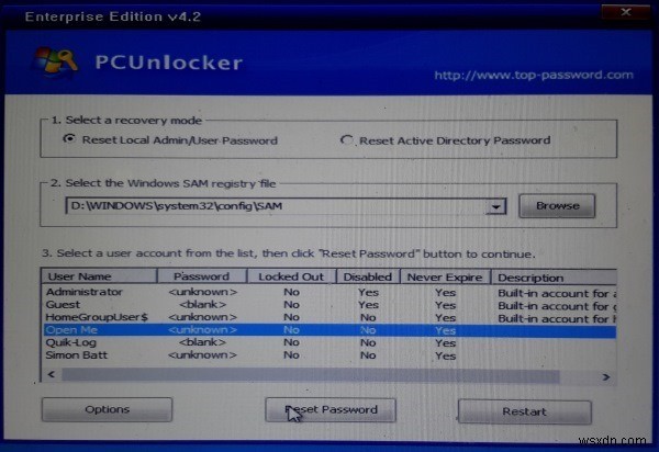 Cách reset mật khẩu Windows 10 và các phiên bản cũ hơn với PCUnlocker