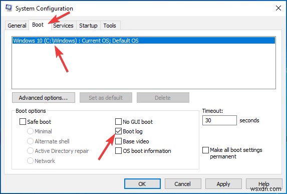 Cách bật/tắt Boot Log (nhật ký khởi động) trong Windows