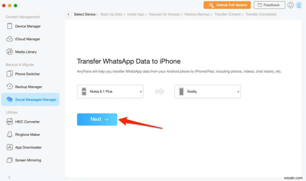 Cách chuyển dữ liệu WhatsApp từ Android sang iPhone