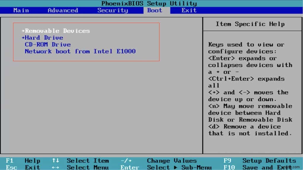 Cách thay đổi thứ tự boot trong BIOS/UEFI trên Windows 10/11