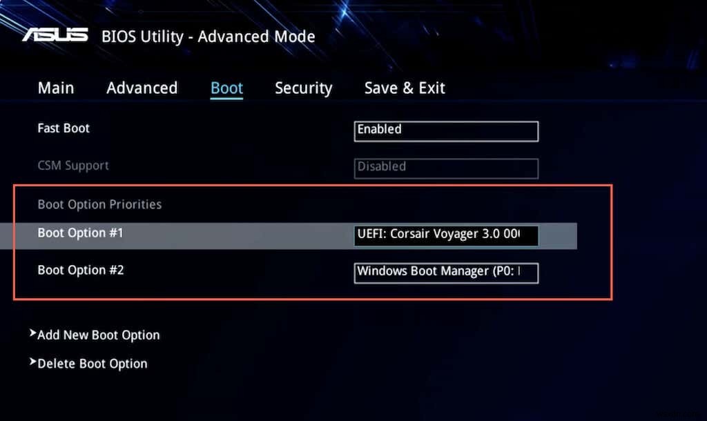 Cách thay đổi thứ tự boot trong BIOS/UEFI trên Windows 10/11